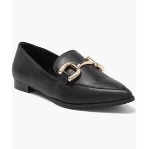 STEVEN New York Harlane Black Leather Gold Horsebit Women's Loafers Flats 8